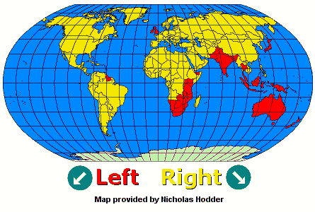 Map of right- and left-side driving countries, by Nicholas Hodder